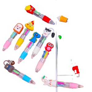 Cartoon Animal Design Plastic Ballpoint Pen Four-Color Promotional Student Stationery Cute Portable Small Gift