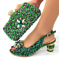 2024 femme italienne talons hauts sandales et sac assorti ensemble pour la fête chaussures africaines pour correspondre à la robe ensemble de mariage africain