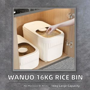 16kg Rice Capacity Modern Eco-Friendly Airtight Durable Smooth-Opening Door Plastic <b>Container</b> Moisture-Proof Insect-Proof - Product Image 2