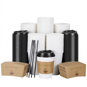 Wholesale Customized Logo 16 oz Paper Disposable <b>Coffee</b> <b>Cups</b> Lids & Sleeves <b>with</b> <b>Straw</b> for Party Use - Product Image 3