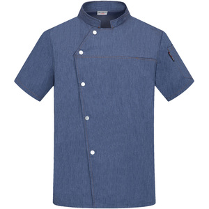 Uniforme de <span class=keywords><strong>chef</strong></span> bleu haut de gamme pour homme, à manches courtes, pour l'été, uniforme de <span class=keywords><strong>chef</strong></span> d'hôtel, uniforme de <span class=keywords><strong>cuisine</strong></span> respirant en filet pour femme - Product Image 6