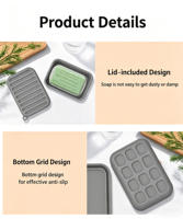 Boîte à Savon en Silicone Anti-Fuite Personnalisée, Support Portable Antidérapant et Souple avec Tapis de Drainage et Couvercle pour Voyage, Salle de Sport, Camping