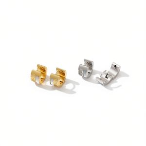 Pendientes de clip de acero inoxidable en tono dorado y plateado de 6 mm, joyería de moda para mujeres y hombres - Product Image 2