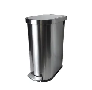 55 L Soft Close Waste Bin Smudge Resistant Foot Pedal Stainless Steel Trash Can