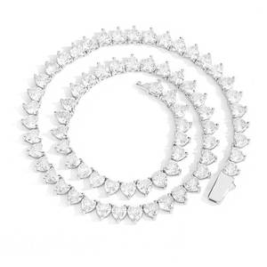 New Style Hiphop Jewelry 18K Gold Plated <b>Iced</b> Out Tennis <b>Chain</b> Heart Shape Cubic Zirconia Tennis <b>Chain</b> Necklace for Women - Product Image 5