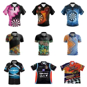 Men's Unisex Racing Pit Crew T-Shirt Sublimation Print Casual Polo Shirts Dart Bowling Boy Jersey Wholesale