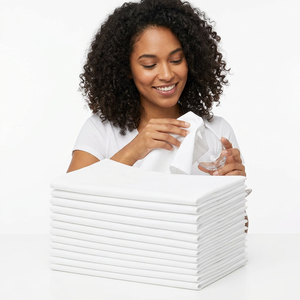 Serviettes de cuisine 100 % coton à séchage rapide, carrées, unies, pour le nettoyage domestique avec coutures personnalisées - Product Image 1