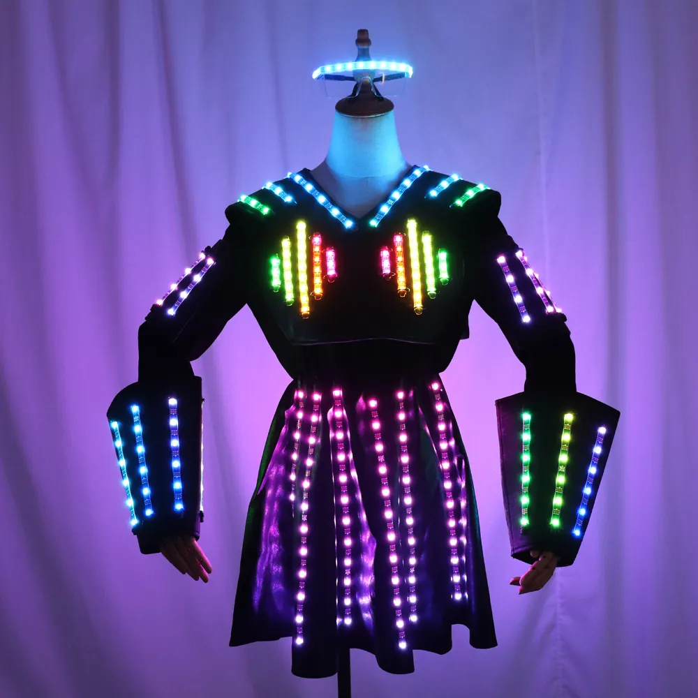 Traje de passarela de cavalo unicórnio luminoso para meninas, roupa sexy de carnaval Victoria para performance de noite, dança e DJ