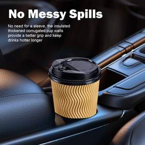 Wegwerp Met Water Gecoate Koffiekopjes Met Deksels En Rietjes Geïsoleerde Rimpelwand Om Te Gaan Papieren Koffiebekers Voor Koffie - Product Image 6