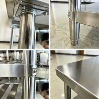 Table de préparation portable en acier inoxydable peu encombrante avec étagère supérieure à 2 niveaux et étagère de rangement pour camion de restauration et marché nocturne