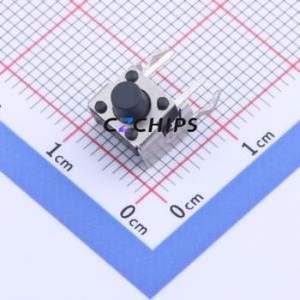 YTS1R0092FBT10 Tactile Switch Bent Lead Through Hole,6x6mm Switch Single Pole Single Throw Round Button 2.5N Right Angle Insert - Product Image 1