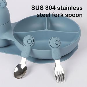 Es-Pro Nouveaux produits de sécurité au design innovant, vaisselle en silicone de qualité alimentaire, produit d'alimentation, assiette à ventouse en silicone avec fourchette et cuillère - Product Image 4