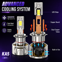 Ampoule de conversion de phare LED SFIDA KA5 H11 haute puissance 100W 10000LM, alliage de zinc, circuit imprimé en cuivre, double tubes en cuivre, IP67