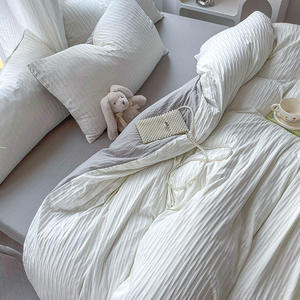 Ensemble de quatre pièces textiles neufs des fabricants Source's Frowled Yarn Bedding Three-Piece Bed Sheets - Product Image 5