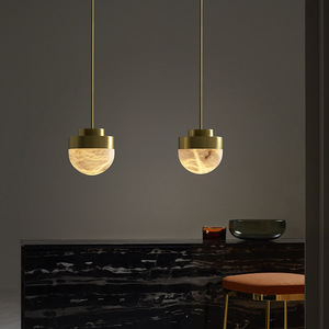 Lustre suspendu multi-têtes en marbre naturel, LED, rond, E27, avec interrupteur, pour maison, salon, restaurant, bar, comptoir - Product Image 3