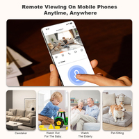 Caméra de sécurité WiFi PTZ Ziicam Mini 2MP, intérieure, sans fil, audio bidirectionnel, détection de mouvement, alarme, enregistrement sur carte TF