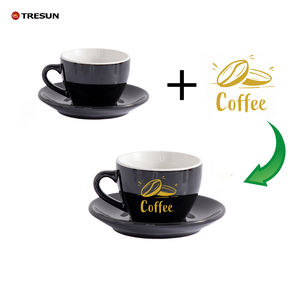 Juego de platillos de taza de café Espresso de capuchino de cerámica y porcelana italiana, taza de café latte de pared gruesa esmaltada disponible en varios tamaños - Product Image 2