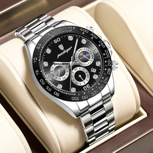 Relojes de Pulsera de Cuarzo Poedagar para Hombre, Nuevos, de Moda, Ultrafinos, con Cronógrafo, Calendario, Resistentes al Agua, con Correa de Acero Inoxidable - Product Image 1