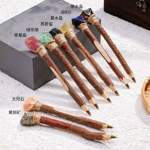 Bolígrafos de Madera con Cristal de Amatista Natural, Logotipo Personalizado, Venta al Por Mayor, Artesanía, Decoración para el Hogar, Regalo, Hecho en China, Marca Personalizada - Product Image 3