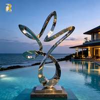Escultura Moderna de Acero Inoxidable RELONG para Hotel, Villa, Piscina, Paisaje, Arte Público al Aire Libre, Estatua Metálica Personalizada a Gran Escala