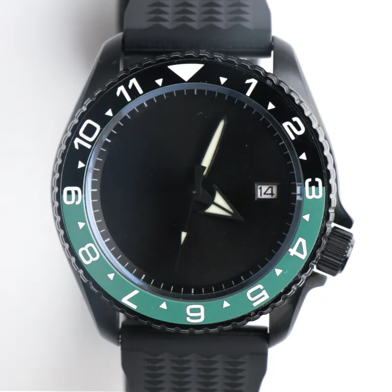 Watch For Men NH35 Movement Stainless Steel Sapphire Glass C3 Green Luminous Black Dial Automatic Mechanical Wristwatches Date