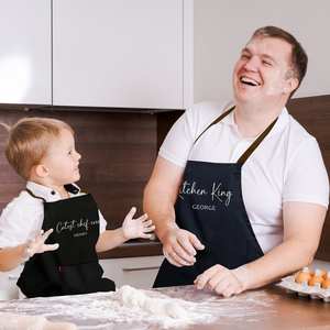 Familia padre madre niños impresión delantal logotipo personalizado impresión bordado gráfico Chef cocina salón peluquero delantales - Product Image 1