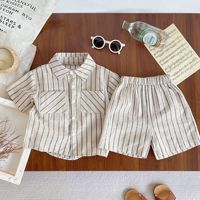 T-shirt d'été en coton pour enfants Garçons Newborn Unisex Casual Shirt Baby Girls Stripe Clothes Children's Suit Set Outfit
