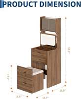 Table de toilette étroite de style chinois moderne en bois de caoutchouc haut de gamme avec rangement caché et éclairage LED, luxe pour le maquillage