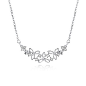 ZHILIAN Grosir Kalung Bunga Zirkon Perak Sterling <span class=keywords><strong>925</strong></span> Perhiasan Fashion Klasik untuk Wanita Pernikahan Pertunangan - Product Image 1
