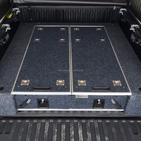 Kits d'aménagement intérieur arrière en aluminium personnalisés pour camion, boîte à outils, système de rangement pour pick-up et SUV avec plateau coulissant supérieur et ailes latérales