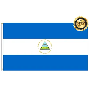 3x5Ft Nicaragua флаг из полиэфирной ткани с 3-слойной двухсторонней и двумя латунными втулками Настенный декор для наружного декора