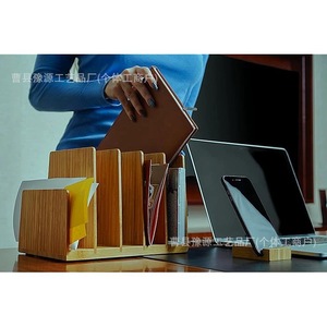 Office Organizer Wooden Desktop <b>Storage</b> Box With <b>File</b> Slots For Office Desk Organization Multifunctional Stationery Holder - Product Image 1