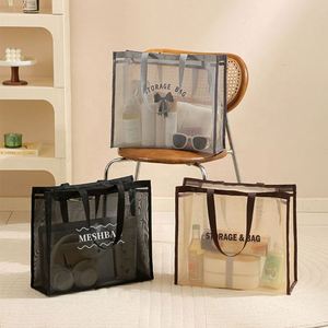 Custom Logo Natural Women Mesh <b>Tote</b> Breathable Quick Dry Easy Clean Spacious Practical Beach Gym Cosmetic Shopping <b>Bag</b> - Product Image 1