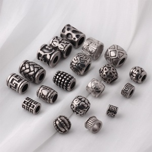 Perles d'espacement coulissantes vintage en acier inoxydable à grand trou (4-7 mm) à motifs multiples, inaltérables, pour bracelets, colliers et accessoires - Product Image 5
