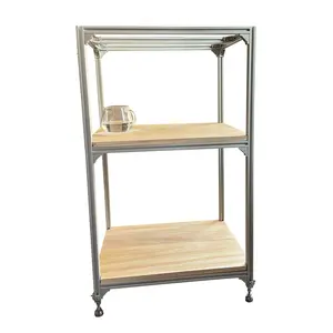 China Custom Metal Alloy Bracket Profile Shelf Frame T-Slot Aluminium Profile with Wheels Merchandise Racking Shelves