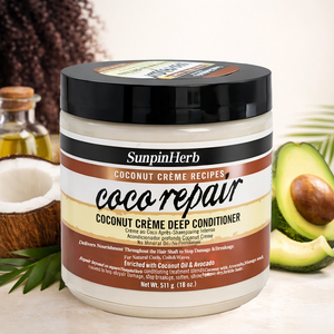 Après-shampoing nourrissant professionnel bio végétalien aux herbes et à la noix de coco pour cheveux afro bouclés, réparation des cheveux abîmés, hydratant - Product Image 1