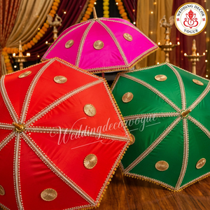 Wedding Umbrella Decorative <b>Canopy</b> with Vibrant <b>Fabric</b> Embroidery Beads Tassels and Traditional Design for Bridal Entry Mandap - Product Image 5