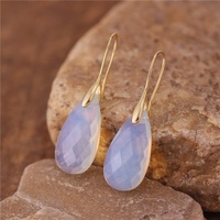 Boucles d'oreilles pendantes en pierre naturelle Amazonite et Améthyste, forme goutte, avec crochet doré, pour femme, style bohème, bijoux fins, vente en gros