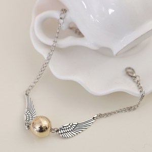 Pulsera del Colegio Hogwarts de Magia y Hechicería, alas de Snitch doradas, pulsera de plata <span class=keywords><strong>antigua</strong></span>, stock al por mayor - Product Image 6