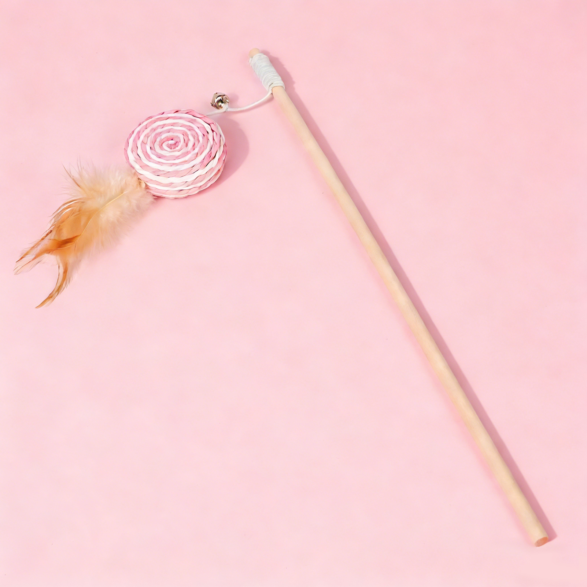 Bâton de chat en bois - Bâton de bonbon rose tendre