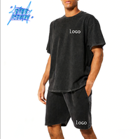Ensemble jogging deux pièces pour homme, t-shirt et short en coton décontracté d'été avec logo personnalisé imprimé, taille oversize