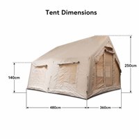 17.2 ㎡   Tente de Glamping Gonflable 4.8x3.6m en Oxford 600D Imperméable avec Trou pour Poêle pour Camping de Luxe