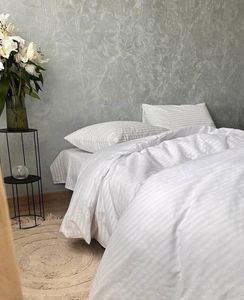 Tất cả các mùa sọc 100% bông Comforter thiết lập 4 miếng bộ đồ giường tấm gối trường hợp thêu 400TC sateen đảo ngược mềm - Product Image 6