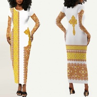 Vestido cultural etíope de manga larga al por mayor de fábrica, vestido Habesha, vestido Rasta para mujer