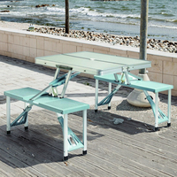 Moderner ausziehbarer Aluminium-Tisch im Freien mit 4-Stuhl-Set Strand klappbarer Esstisch mit Bank für Küchen hotel oder Halle
