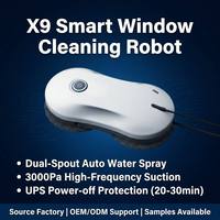 Robot de nettoyage de vitres intelligent anti-chute 3000Pa X9 avec double pulvérisation d'eau, robot nettoyeur de vitres automatique pour immeubles de grande hauteur