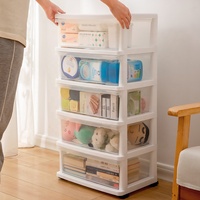 Commode de rangement en plastique transparent à 5 niveaux avec tiroirs pour l'organisation du salon, des vêtements, des jouets, des livres