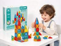 Ensemble de blocs de construction magnétiques colorés pour enfants - Jouet de construction STEM créatif, briques éducatives sûres et durables