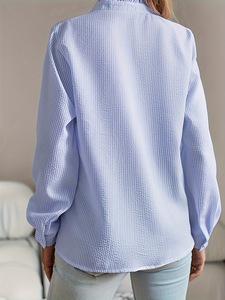 New European and American Women's Autumn Shirt Cardigan Ruffled Long Sleeve <strong>Bubble</strong> <strong>Top</strong> - Product Image 5