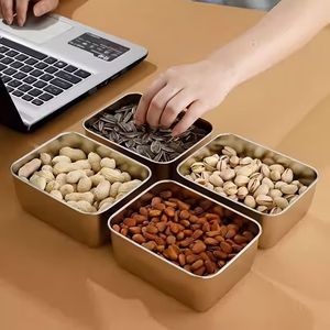 Conteneur de stockage alimentaire rectangulaire moderne en acier inoxydable, couleur unie, avec couvercle à clip, hermétique, pour réfrigérateur, congélateur et voyage - Product Image 4